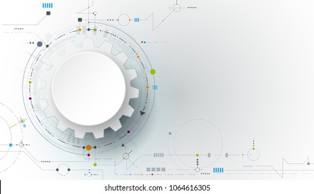 Vector illustration gear, wheel and circuit board, Hi-tech digital technology and engineering, Modern digital telecoms technology concept. Abstract futuristic on light blue color background