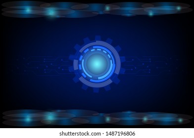 Vector illustration gear, wheel and circuit board, Hi-tech digital technology, Modern digital technology concept. Abstract futuristic on dark blue color background
