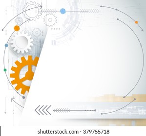 Vector illustration gear wheel and circuit board, Hi-tech digital technology and engineering, digital telecom technology concept. Abstract futuristic on light blue color background