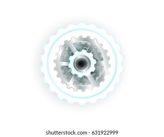 Vector illustration gear wheel and circuit board, Hi-tech digital technology and engineering. Abstract futuristic on white background