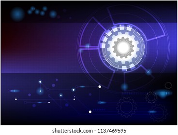 Vector illustration gear wheel, hexagons and circuit board, Hi-tech digital technology and engineering, digital telecom technology concept. Abstract futuristic on light blue color background