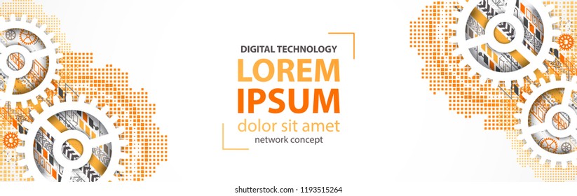 Rueda de engranaje de la Ilustración vectorial, tecnología digital de alta tecnología e ingeniería