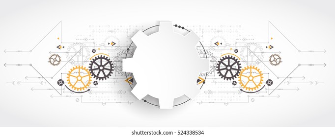 Noria de engranaje de ilustración de vectores, tecnología digital de alta tecnología e ingeniería