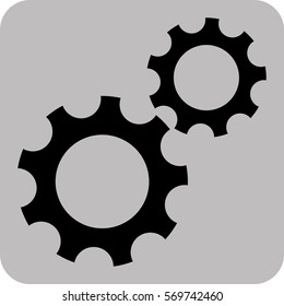 Ilustración vectorial del icono de los engranajes en negro
