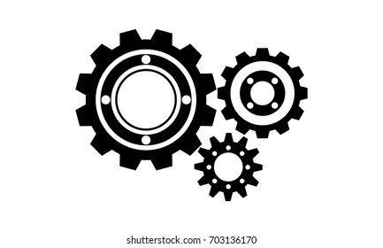 Vector Illustration of Gears Icon. Black cogs (gears) on white background.