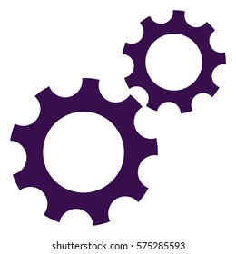 Ilustración vectorial del icono de los engranajes en violeta




