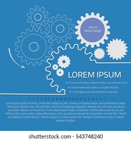 Vector illustration of gears with on the blue background. Infographic vector template