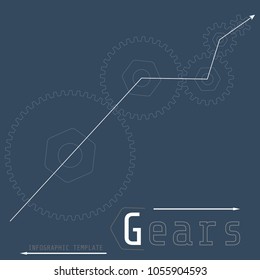 Vector illustration of gears on the grey background. Business and industry concept with options, parts, steps, processes. Infographic template. 