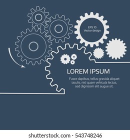 Vector illustration of gears with on the grey background. Infographic vector template