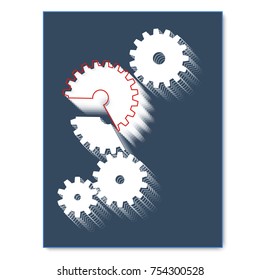 Vector illustration of gears with on the grey background. Infographic vector template. Illustration of gears.