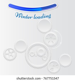 Vector illustration of gears with on the grey background. Winter loading concept. Infographic vector template