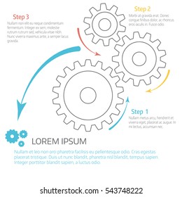 Vector illustration of gears with on the white background. Infographic vector template