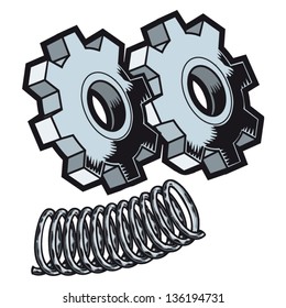 Vector Illustration Gears Spring Stock Vector (Royalty Free) 136194731 ...