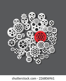 Vector illustration gearwheel . paper cut style.