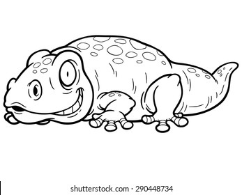 Vector illustration of Gecko cartoon - Coloring book