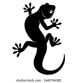 Vector illustration of a Gecko lizard silhouette, black isolated on a white background, beautiful, plastic, detailed for use as a reference material, as a design element.