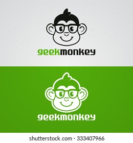 Vector illustration of geek monkey with glasses.