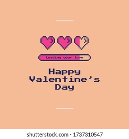 Vector illustration for Geek Valentine's Day. Pixel Art.