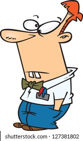 A Vector Illustration Of Geeky Cartoon Man With Buck Teeth Wearing A Bow Tie And Pocket Protector