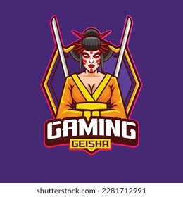 Vector illustration of geisha mascot for gaming and sport logo