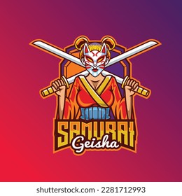 Vector illustration of geisha mascot for gaming and sport logo