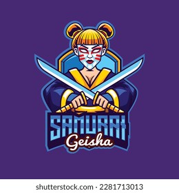 Vector illustration of geisha mascot for gaming and sport logo