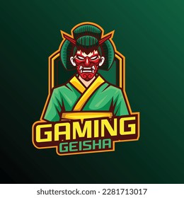 Vector illustration of geisha mascot for gaming and sport logo
