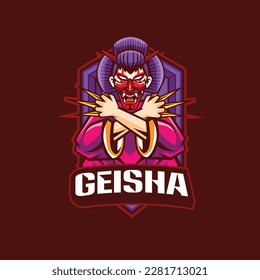 Vector illustration of geisha mascot for gaming and sport logo