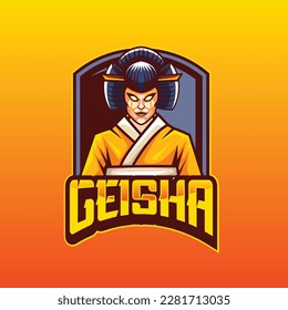 Vector illustration of geisha mascot for gaming and sport logo