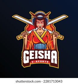Vector illustration of geisha mascot for gaming and sport logo