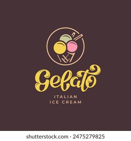 Vector Illustration Gelato with Lettering, template for logo