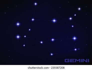 Vector illustration of Gemini constellation in blue 