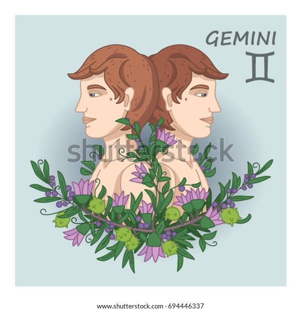 Vector Illustration Gemini Zodiac Sign Flower Stock Vector (Royalty ...