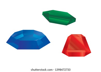 Vector illustration of gems isolated on white background.