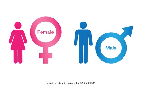 Vector illustration of gender icon man and woman. Sex symbol. Gender icon male and  female symbol. Gender symbol pink and blue icon
