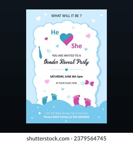 A vector illustration of Gender Reveal Party Invitation Card