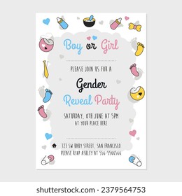 A vector illustration of Gender Reveal Party Invitation Card