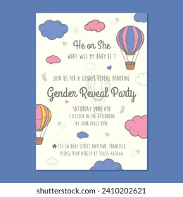 A vector illustration of Gender Reveal Party Invitation Card