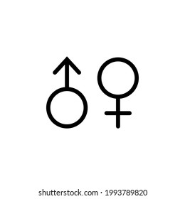 Vector illustration of gender symbols, male and female, isolated on white background.  illustration for graphic and web design.