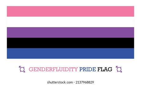 Vector illustration of the genderfluidity pride flag  on white background for applications and printing.