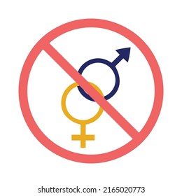 vector illustration of genderless concept with gender symbols restricted sign 