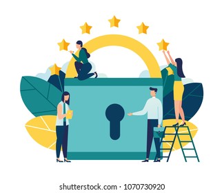 Vector illustration. General rules for data protection GDPR. The European Commission strengthens and unifies the protection of personal data. control over their personal data vector