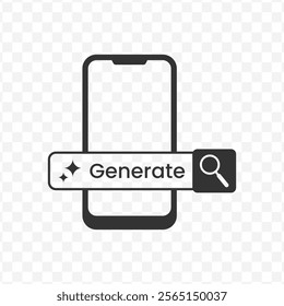 Vector illustration of generate AI smartphones icon in dark color and transparent background(PNG).