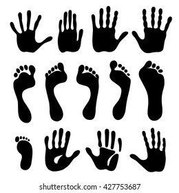 Vector illustration generation hand and foot prints isolated on white background. Created in Adobe Illustrator. EPS 8.