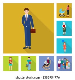 Vector illustration of generation  and happy  icon. Set of generation  and avatar  stock symbol for web.