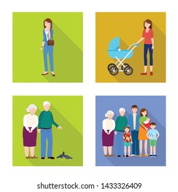 Vector illustration of generation and happy icon. Collection of generation and avatar vector icon for stock.