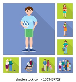 Vector illustration of generation  and happy  sign. Set of generation  and avatar  vector icon for stock.