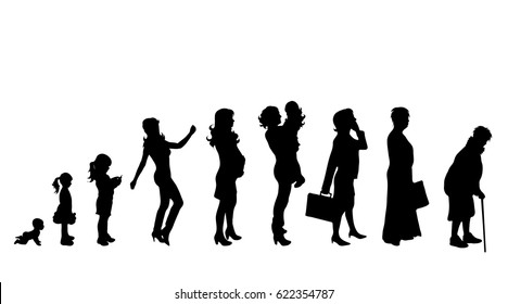 Vector illustration of generation of woman.