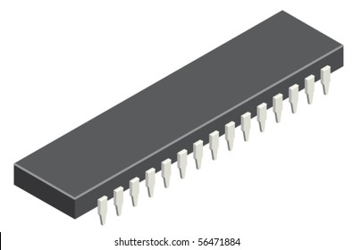 Vector illustration of generic computer microchip