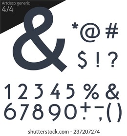 Vector illustration of generic font. Art deco Normal style